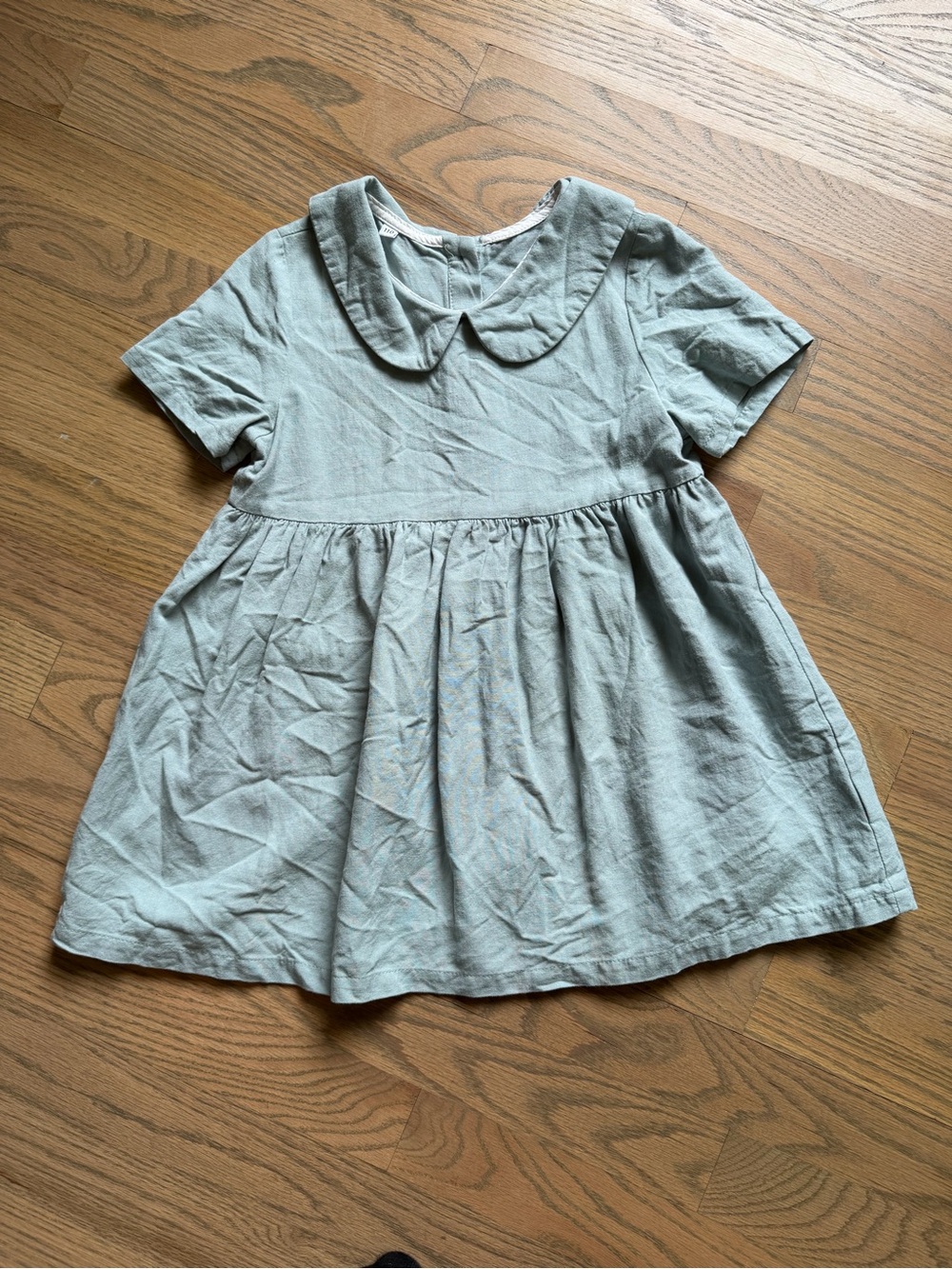 Peter Pan Collar Short Sleeve Dress in Light Sage